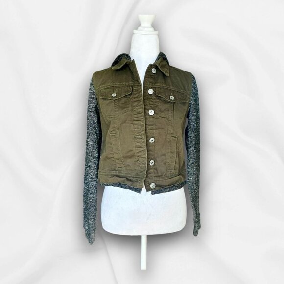 LEI Y2k Vintage Army Green Hooded Jacket Junior Small - Retro, Grunge, Punk - Picture 1 of 7